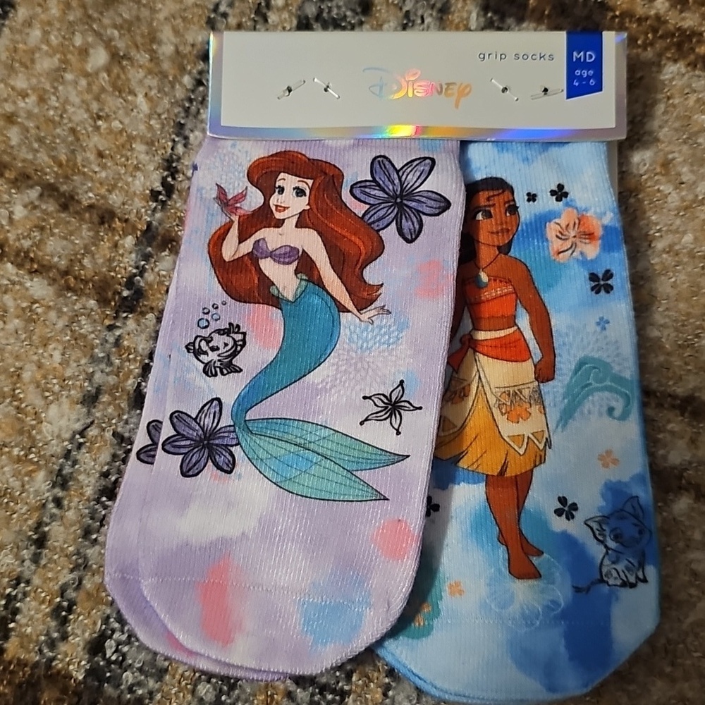 Disney NWT Grip Socks Ariel and Pocahontas